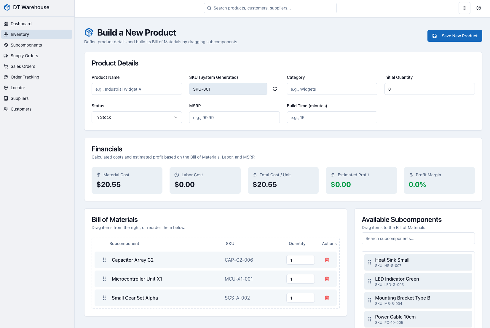 Product Builder Interface